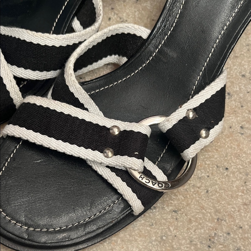 Coach Black and White Strappy Sandals - Picture 3 of 6